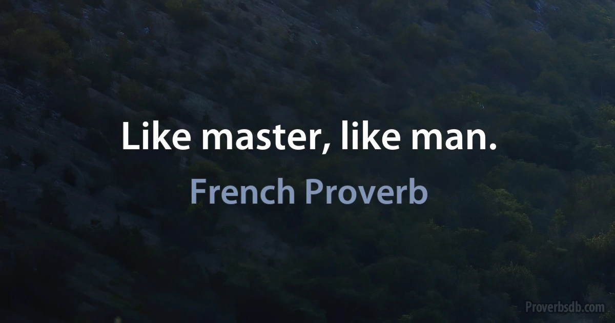 Like master, like man. (French Proverb)