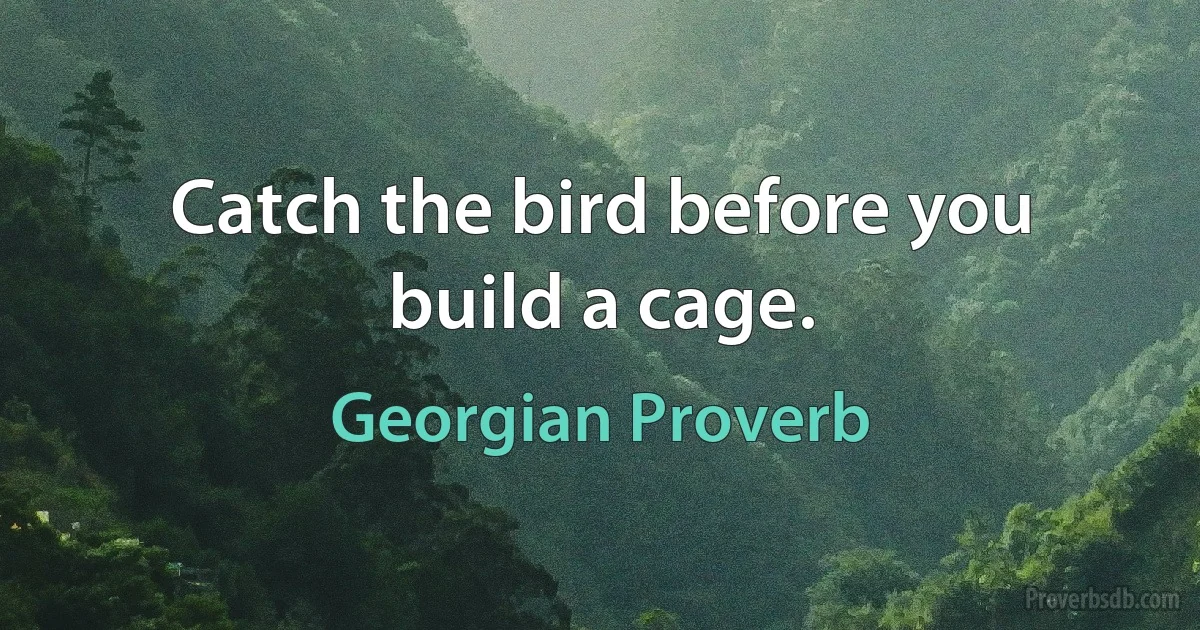 Catch the bird before you build a cage. (Georgian Proverb)