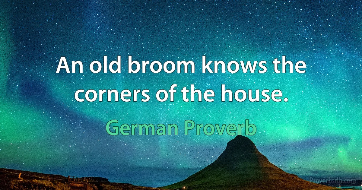 An old broom knows the corners of the house. (German Proverb)