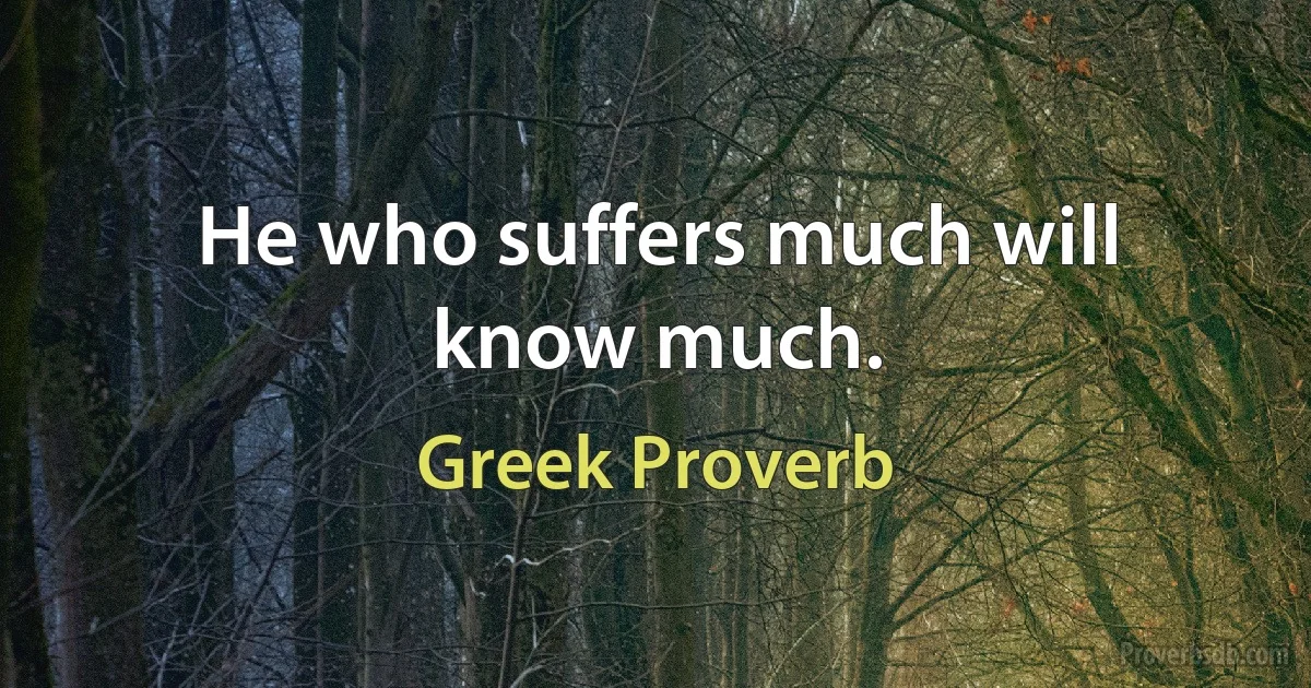 He who suffers much will know much. (Greek Proverb)