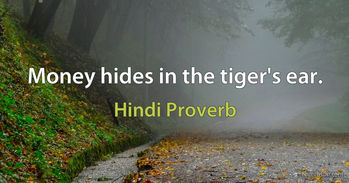 Money hides in the tiger's ear. (Hindi Proverb)