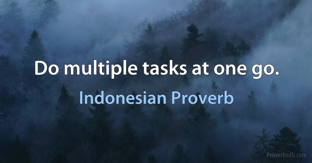 Do multiple tasks at one go. (Indonesian Proverb)