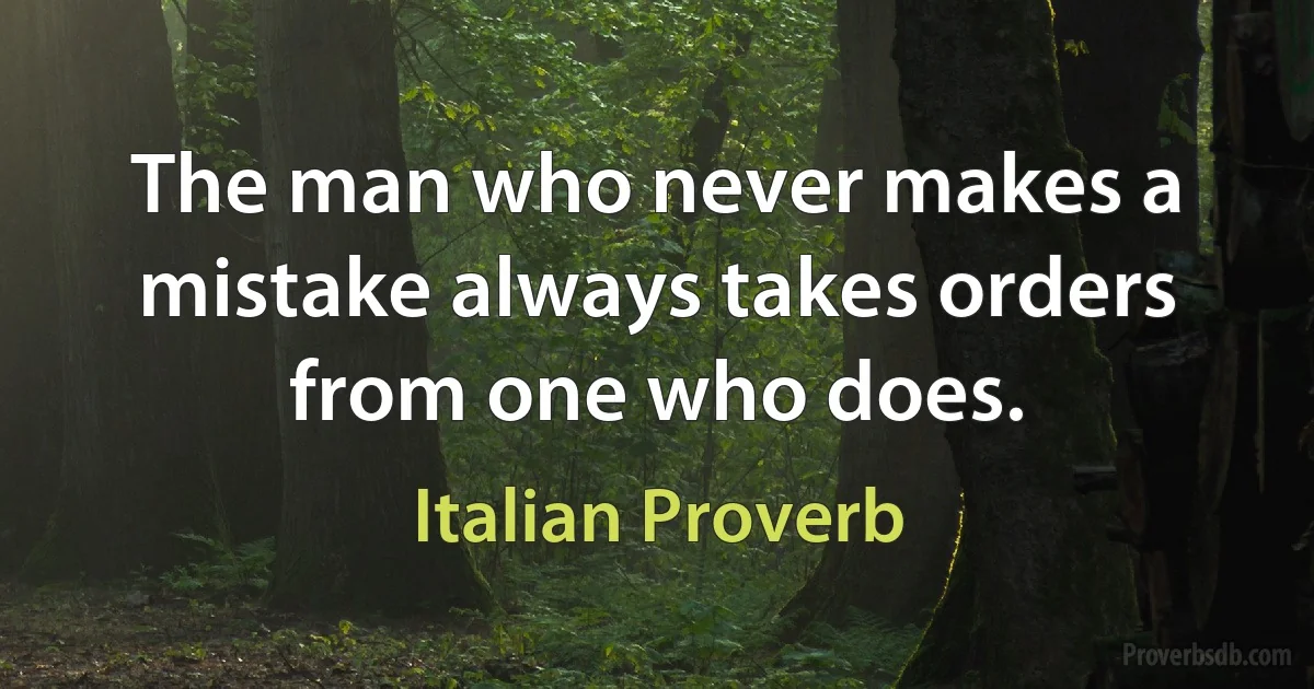 The man who never makes a mistake always takes orders from one who does. (Italian Proverb)