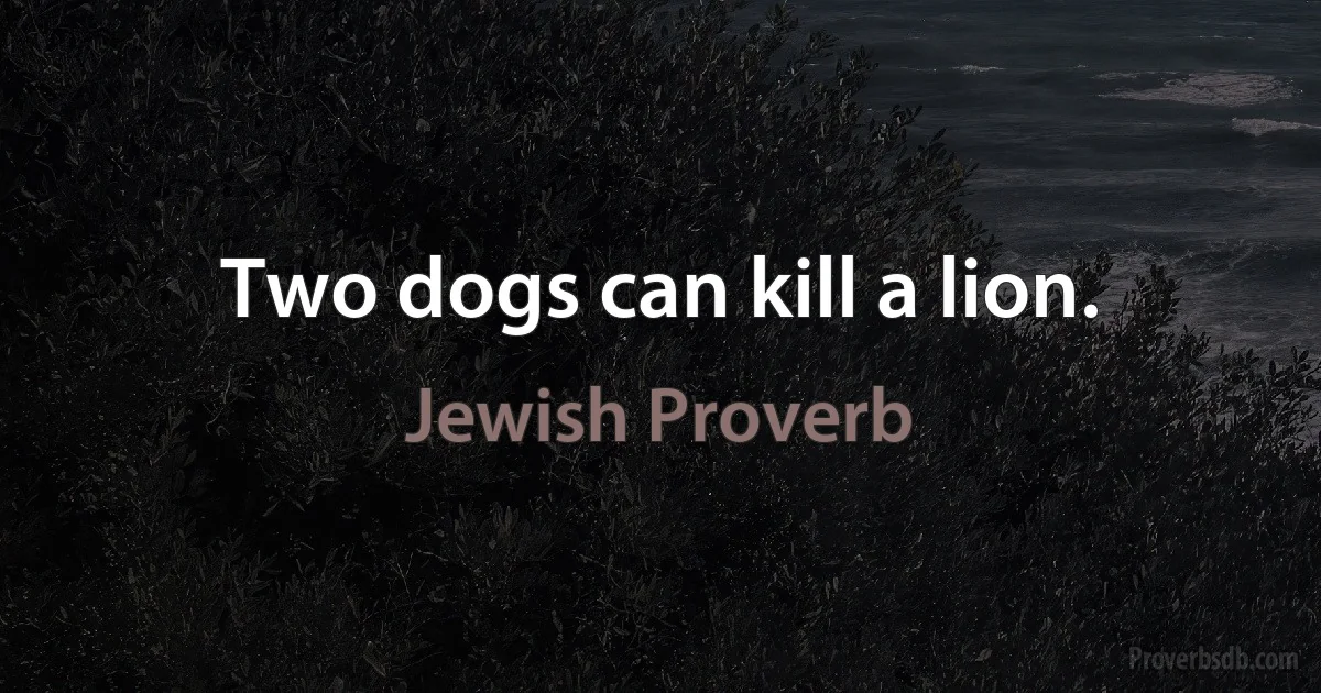 Two dogs can kill a lion. (Jewish Proverb)