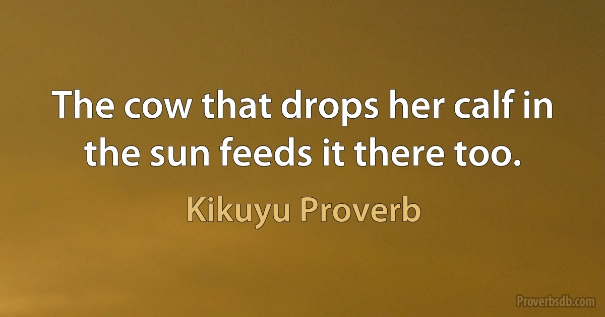 The cow that drops her calf in the sun feeds it there too. (Kikuyu Proverb)