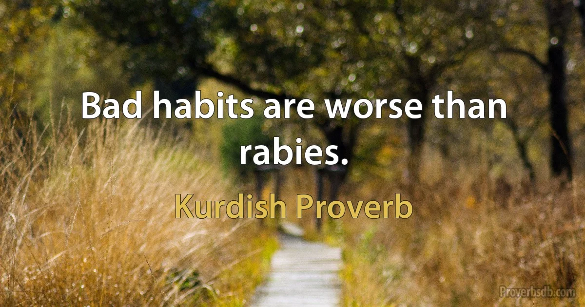 Bad habits are worse than rabies. (Kurdish Proverb)