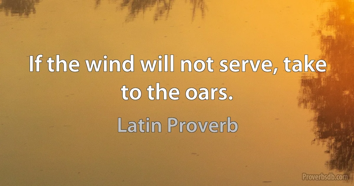 If the wind will not serve, take to the oars. (Latin Proverb)