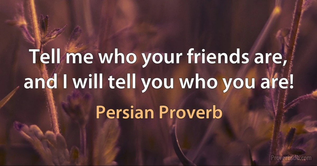 Tell me who your friends are, and I will tell you who you are! (Persian Proverb)