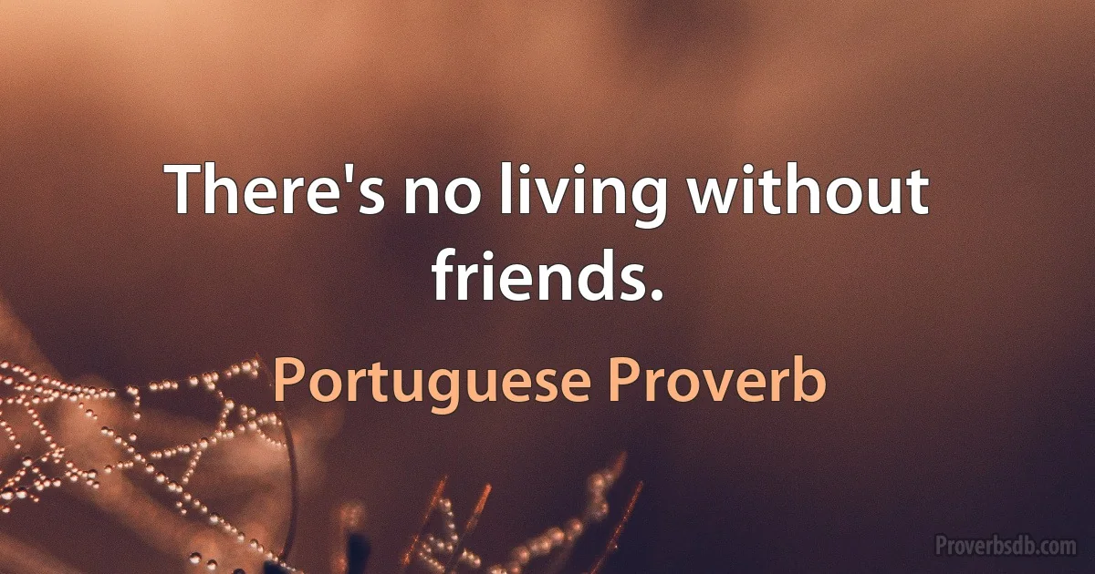 There's no living without friends. (Portuguese Proverb)