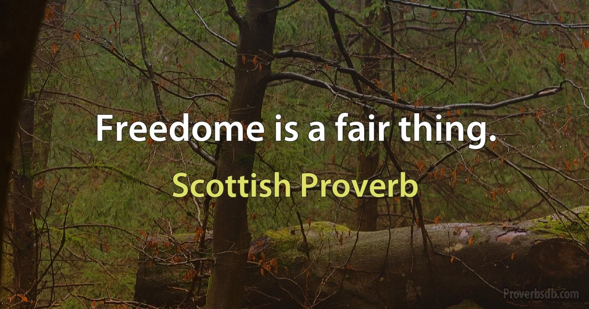 Freedome is a fair thing. (Scottish Proverb)