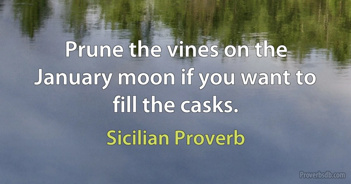 Prune the vines on the January moon if you want to fill the casks. (Sicilian Proverb)