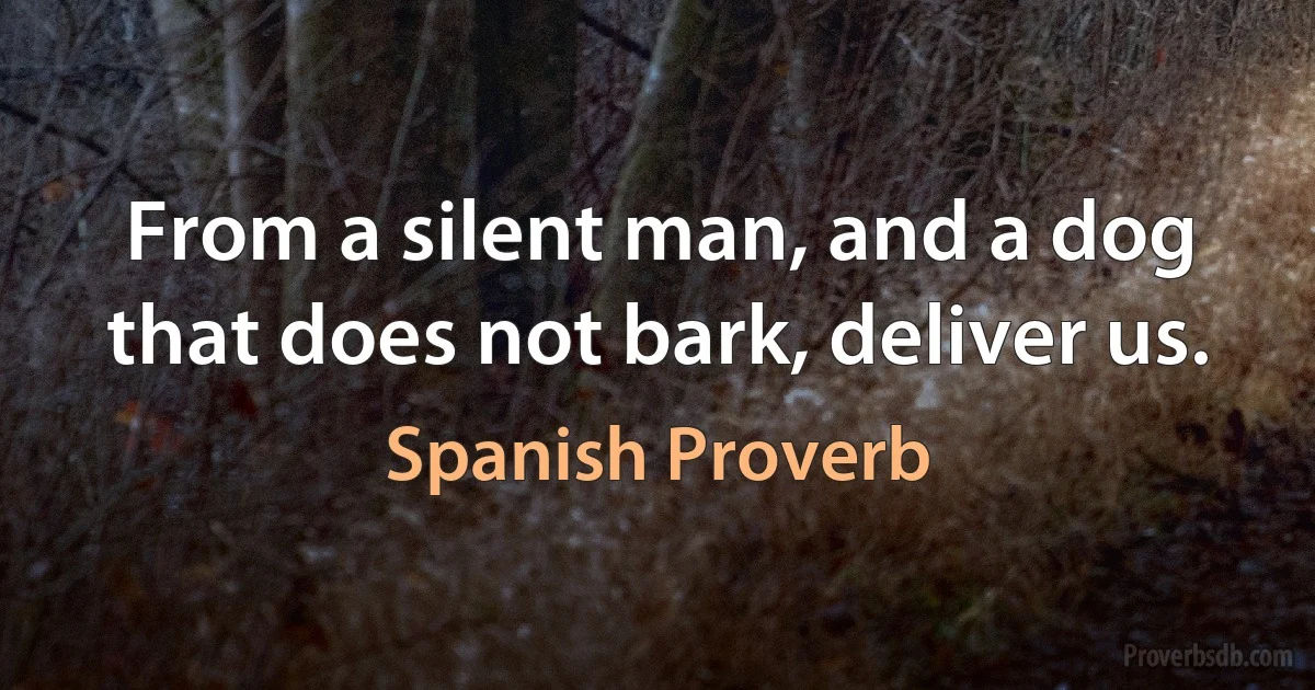 From a silent man, and a dog that does not bark, deliver us. (Spanish Proverb)