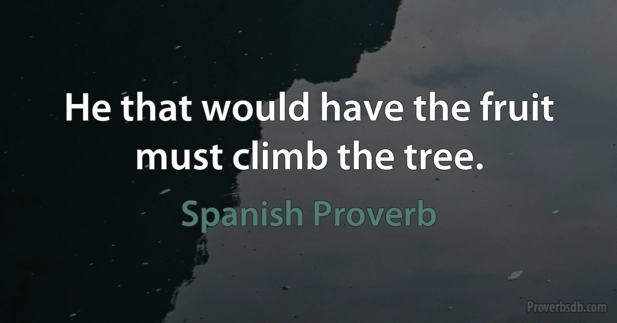 He that would have the fruit must climb the tree. (Spanish Proverb)