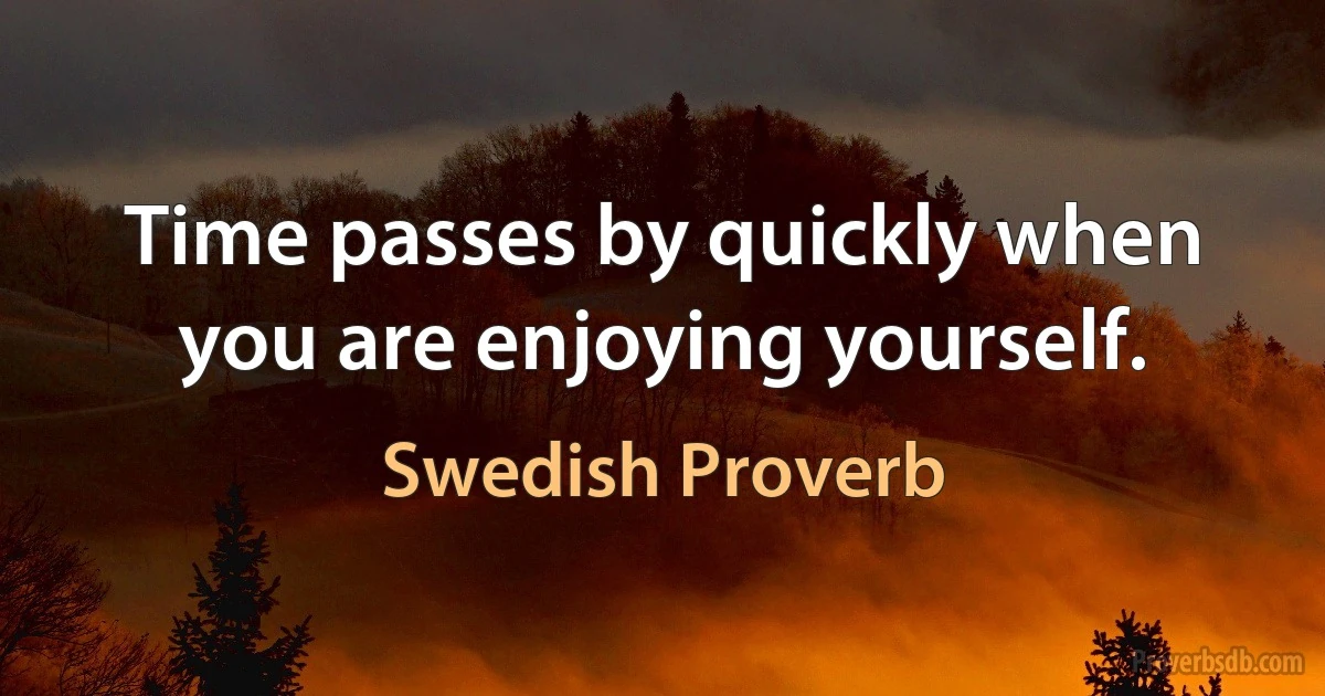 Time passes by quickly when you are enjoying yourself. (Swedish Proverb)