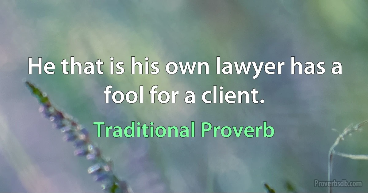 He that is his own lawyer has a fool for a client. (Traditional Proverb)