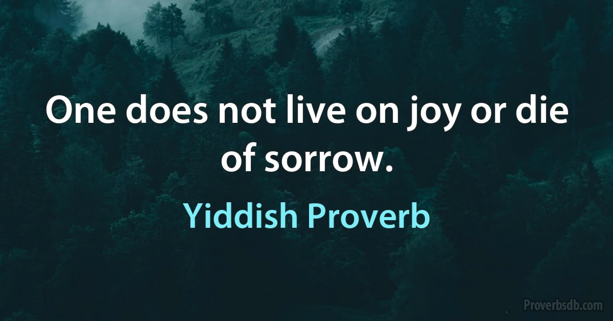 One does not live on joy or die of sorrow. (Yiddish Proverb)