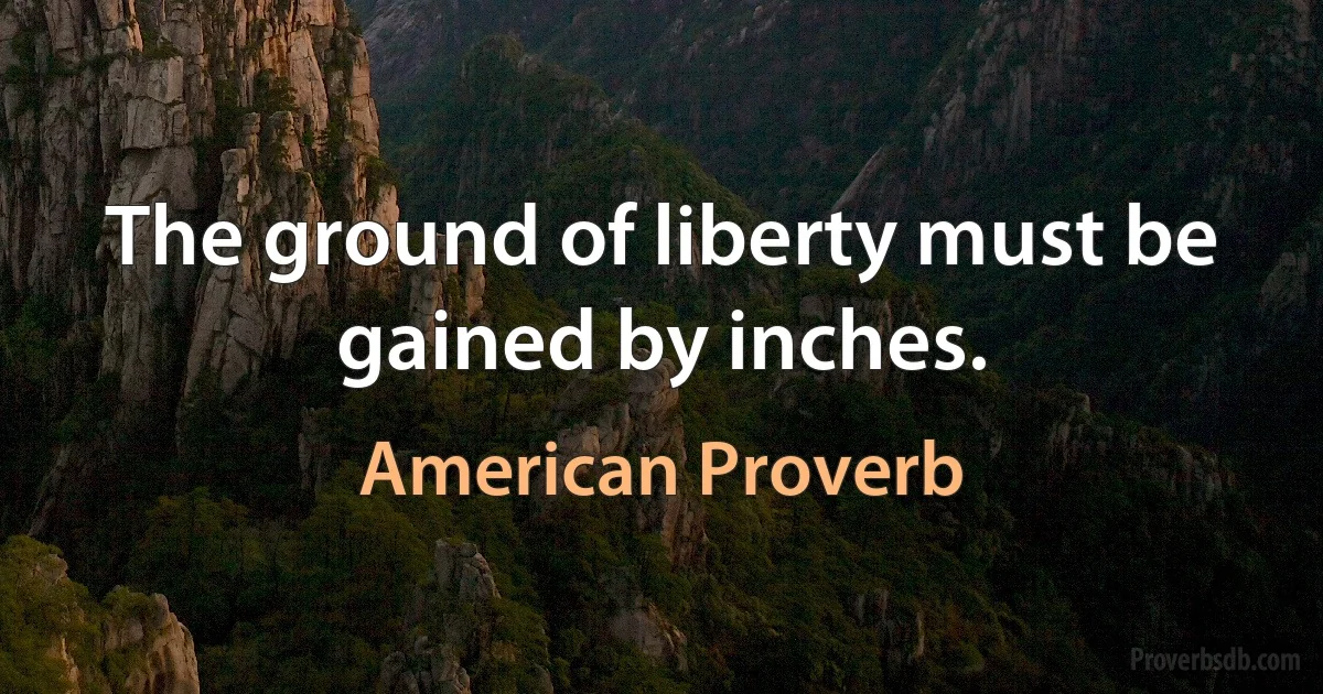 The ground of liberty must be gained by inches. (American Proverb)