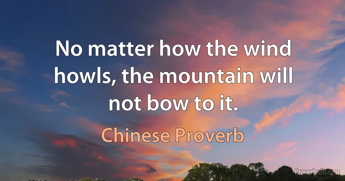 No matter how the wind howls, the mountain will not bow to it. (Chinese Proverb)