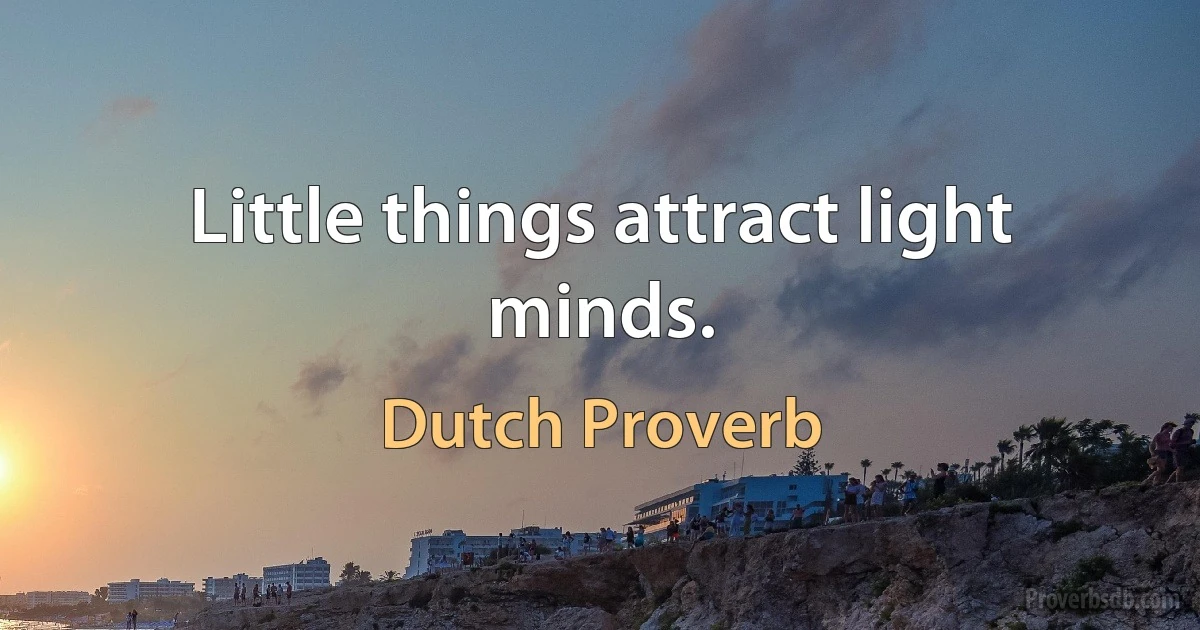 Little things attract light minds. (Dutch Proverb)