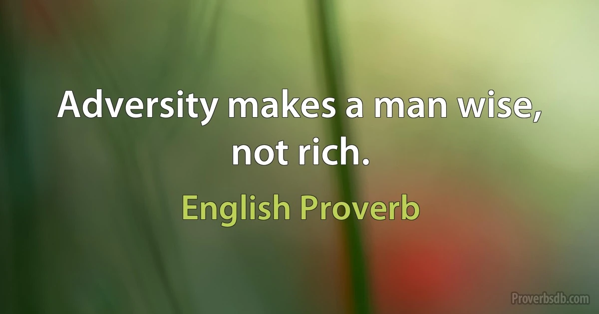 Adversity makes a man wise, not rich. (English Proverb)