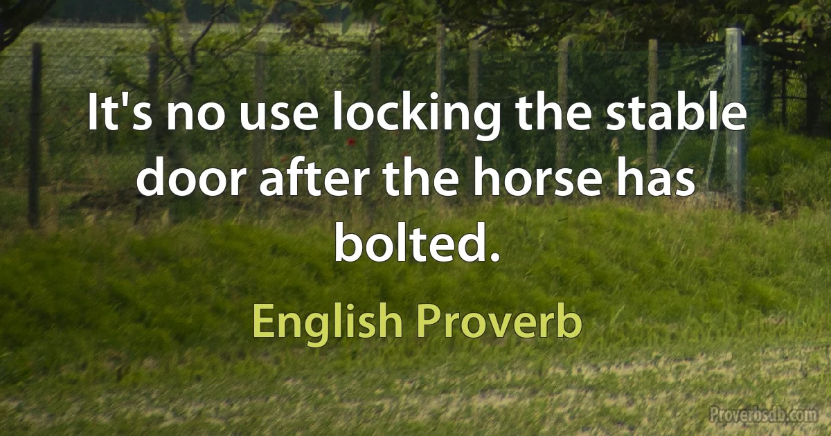 It's no use locking the stable door after the horse has bolted. (English Proverb)