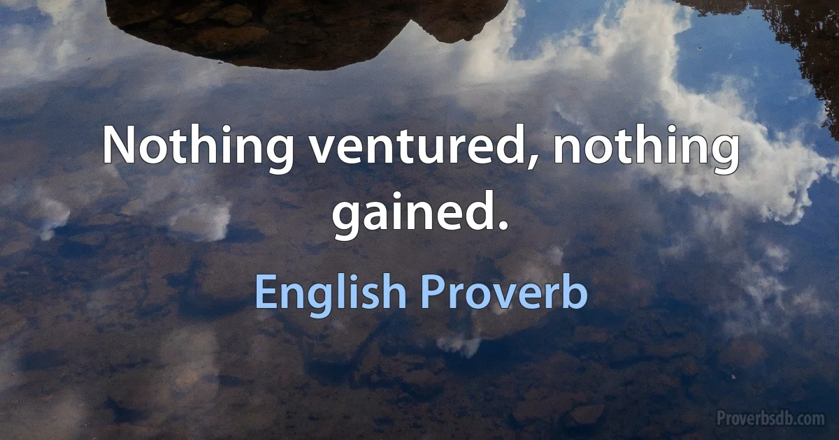 Nothing ventured, nothing gained. (English Proverb)