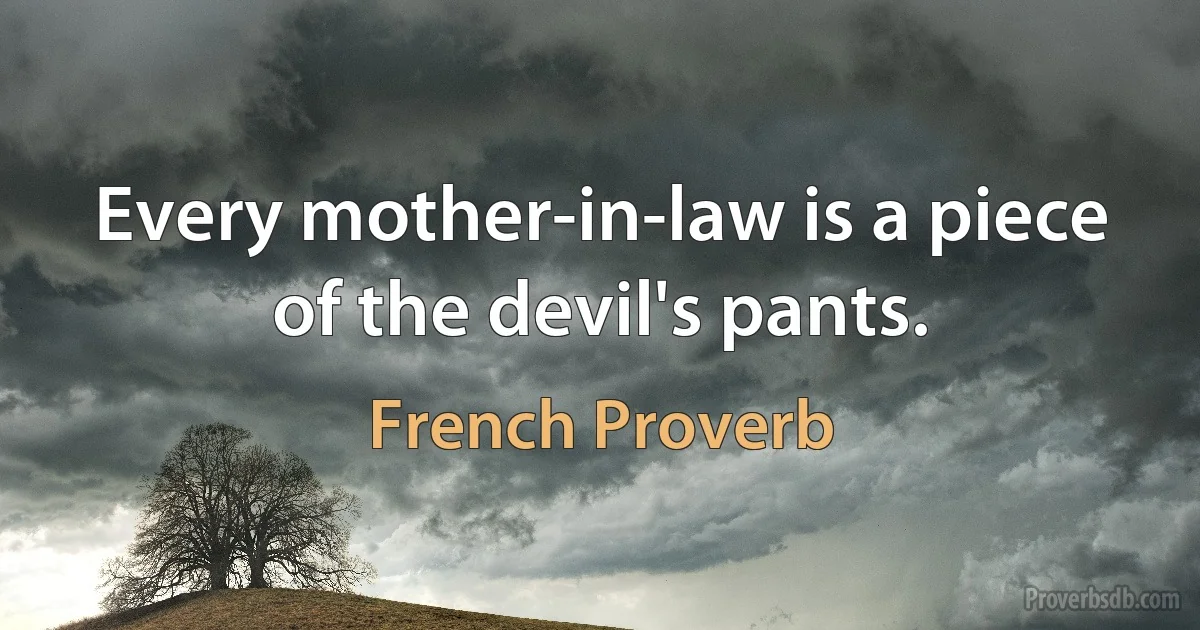 Every mother-in-law is a piece of the devil's pants. (French Proverb)