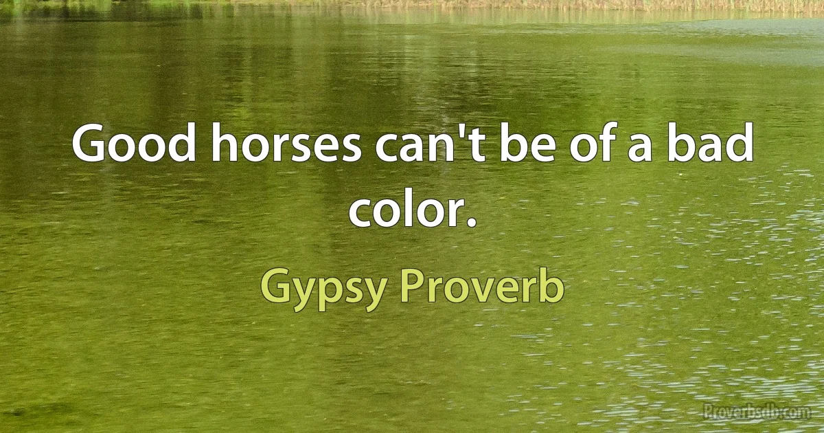 Good horses can't be of a bad color. (Gypsy Proverb)