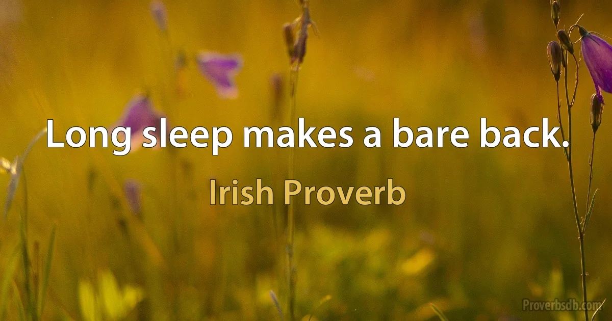 Long sleep makes a bare back. (Irish Proverb)