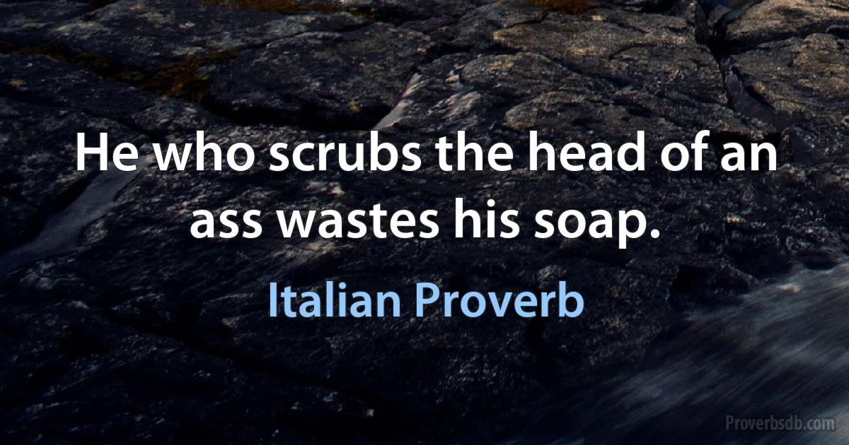 He who scrubs the head of an ass wastes his soap. (Italian Proverb)