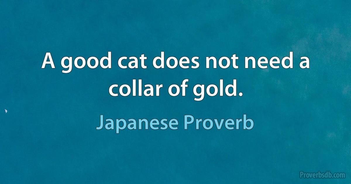 A good cat does not need a collar of gold. (Japanese Proverb)