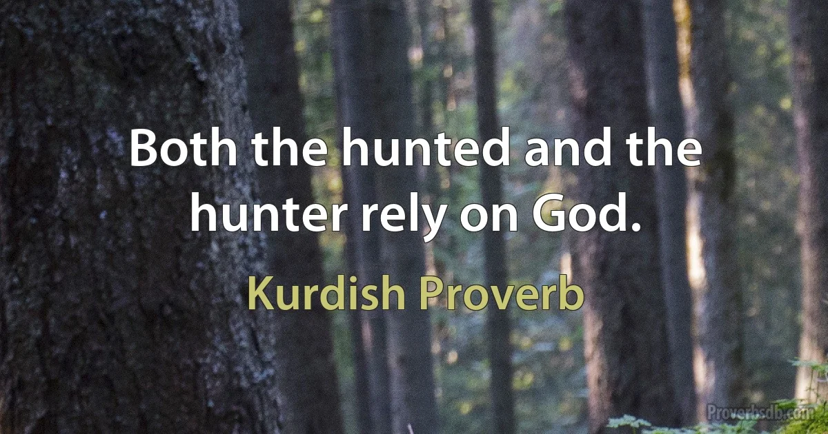 Both the hunted and the hunter rely on God. (Kurdish Proverb)