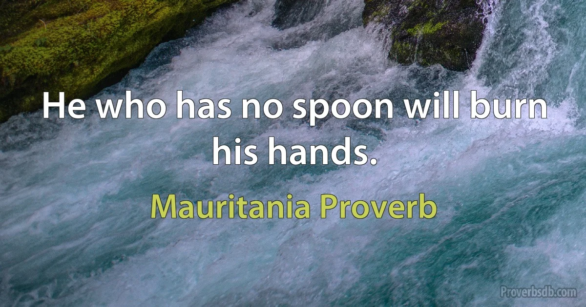 He who has no spoon will burn his hands. (Mauritania Proverb)