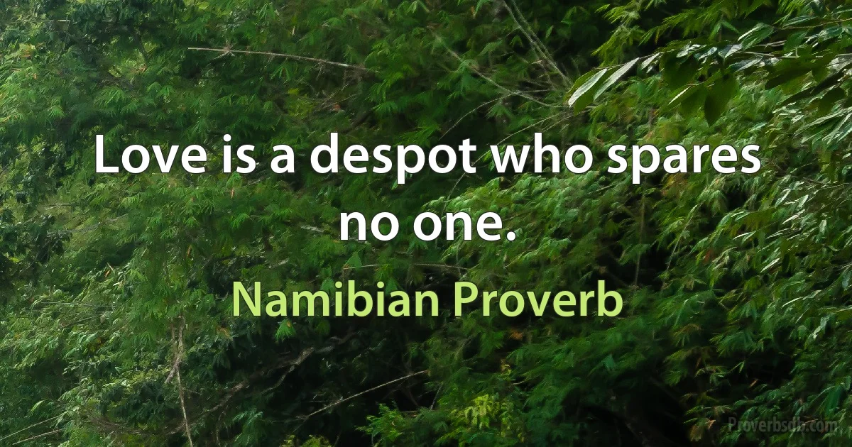 Love is a despot who spares no one. (Namibian Proverb)