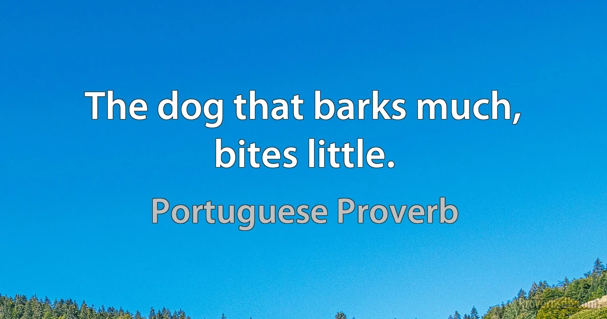 The dog that barks much, bites little. (Portuguese Proverb)