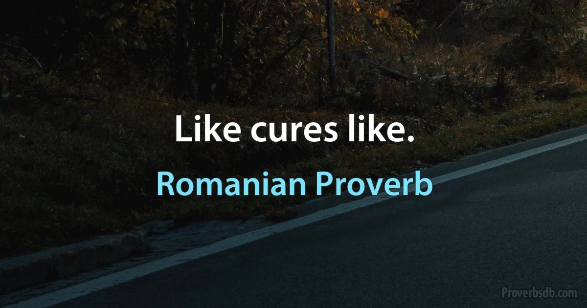 Like cures like. (Romanian Proverb)