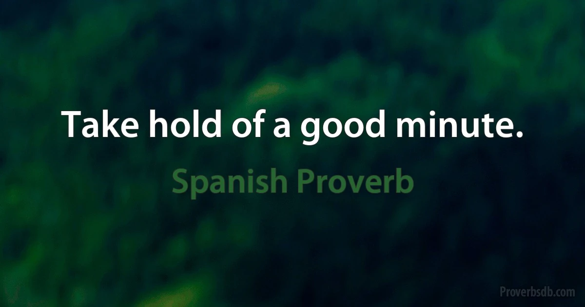 Take hold of a good minute. (Spanish Proverb)