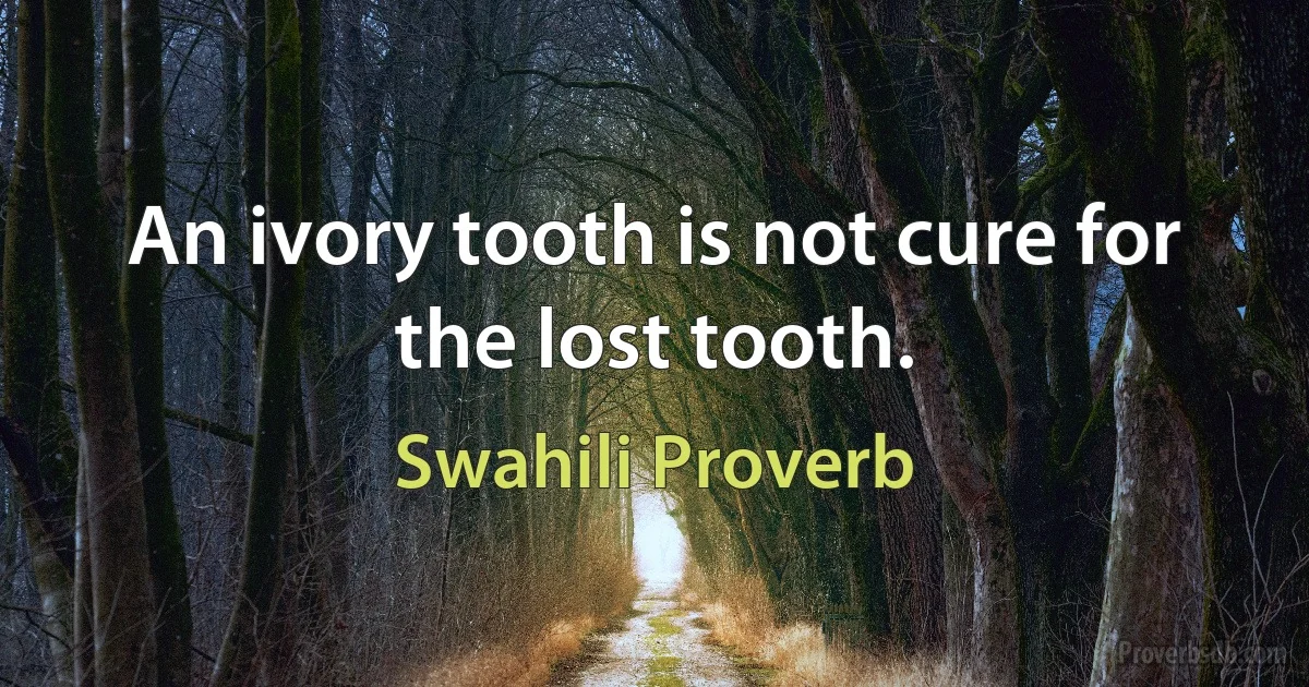 An ivory tooth is not cure for the lost tooth. (Swahili Proverb)