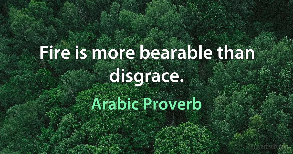 Fire is more bearable than disgrace. (Arabic Proverb)