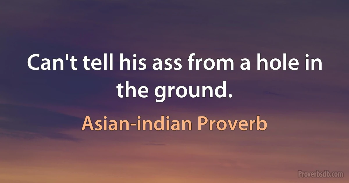 Can't tell his ass from a hole in the ground. (Asian-indian Proverb)