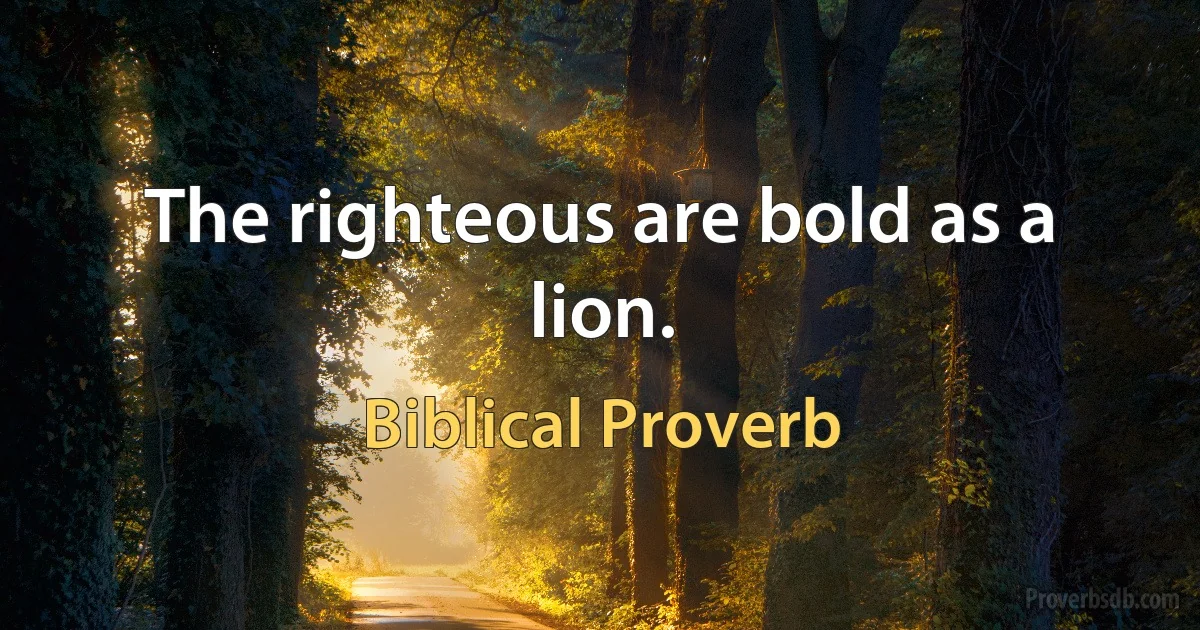 The righteous are bold as a lion. (Biblical Proverb)