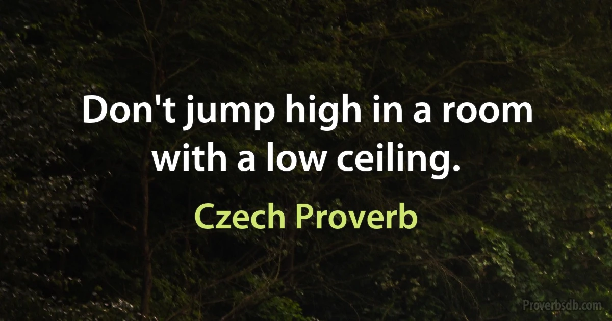 Don't jump high in a room with a low ceiling. (Czech Proverb)