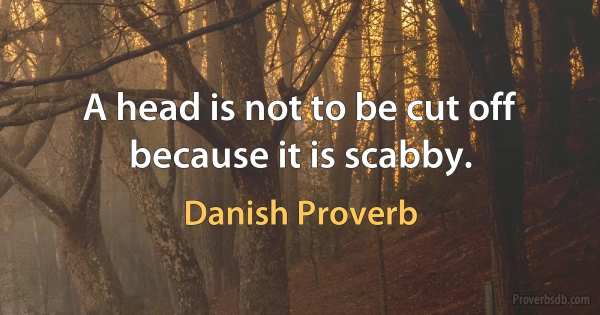 A head is not to be cut off because it is scabby. (Danish Proverb)