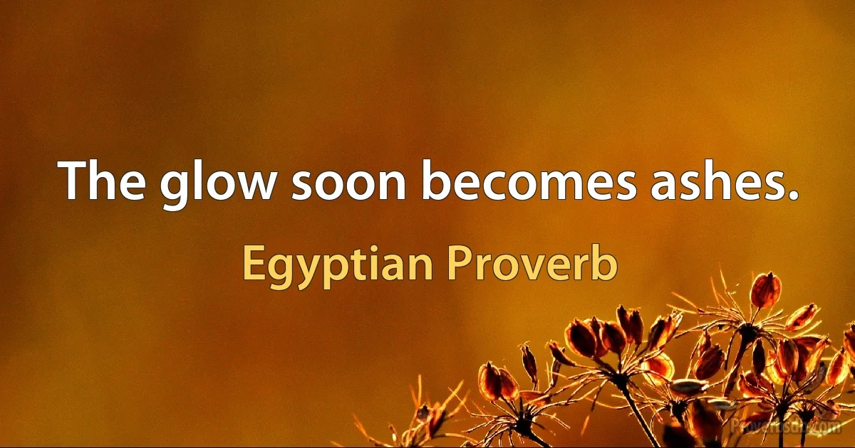 The glow soon becomes ashes. (Egyptian Proverb)