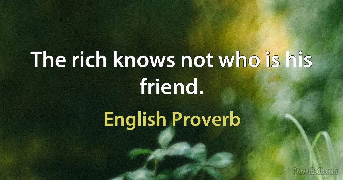 The rich knows not who is his friend. (English Proverb)