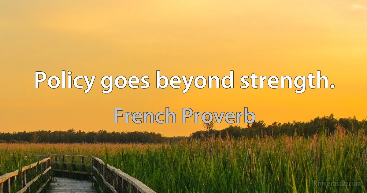 Policy goes beyond strength. (French Proverb)