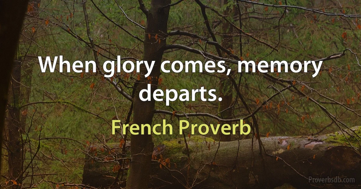 When glory comes, memory departs. (French Proverb)