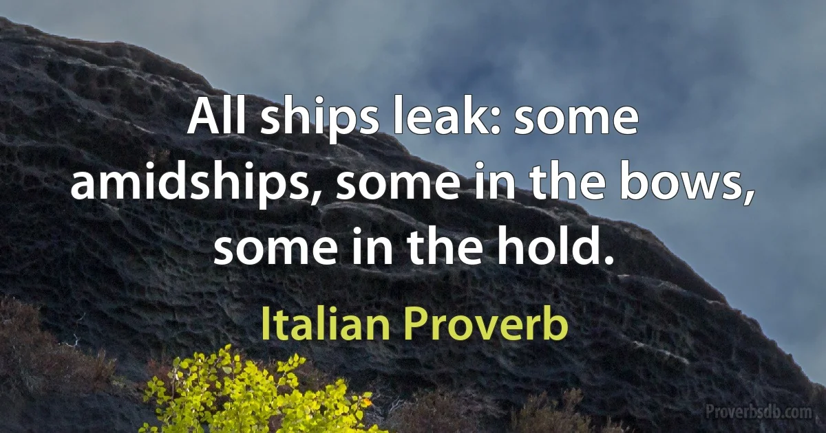 All ships leak: some amidships, some in the bows, some in the hold. (Italian Proverb)