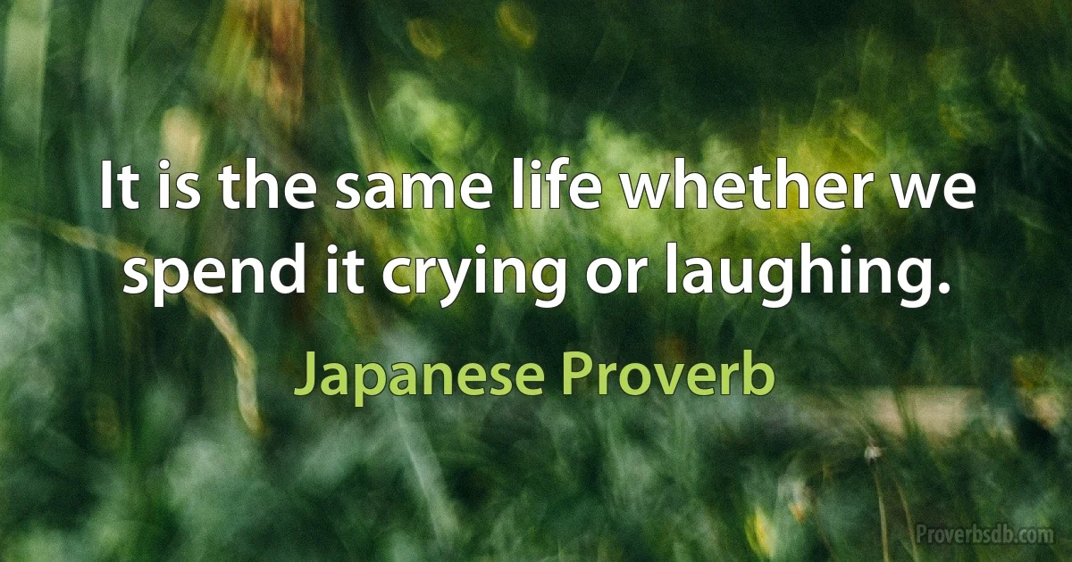 It is the same life whether we spend it crying or laughing. (Japanese Proverb)