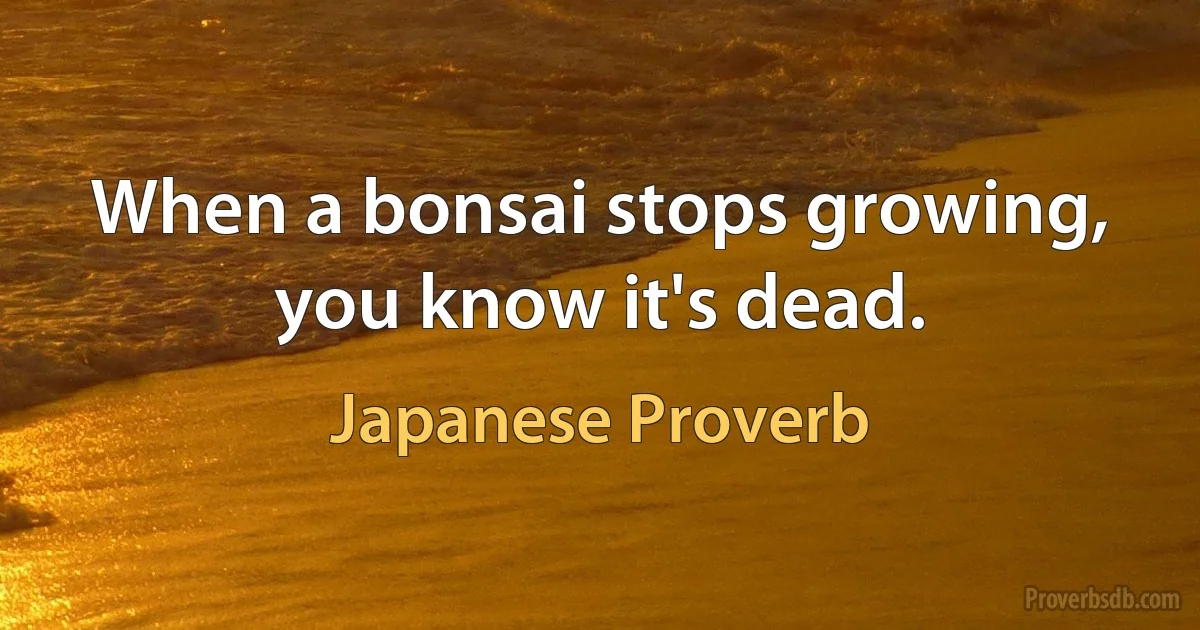 When a bonsai stops growing, you know it's dead. (Japanese Proverb)